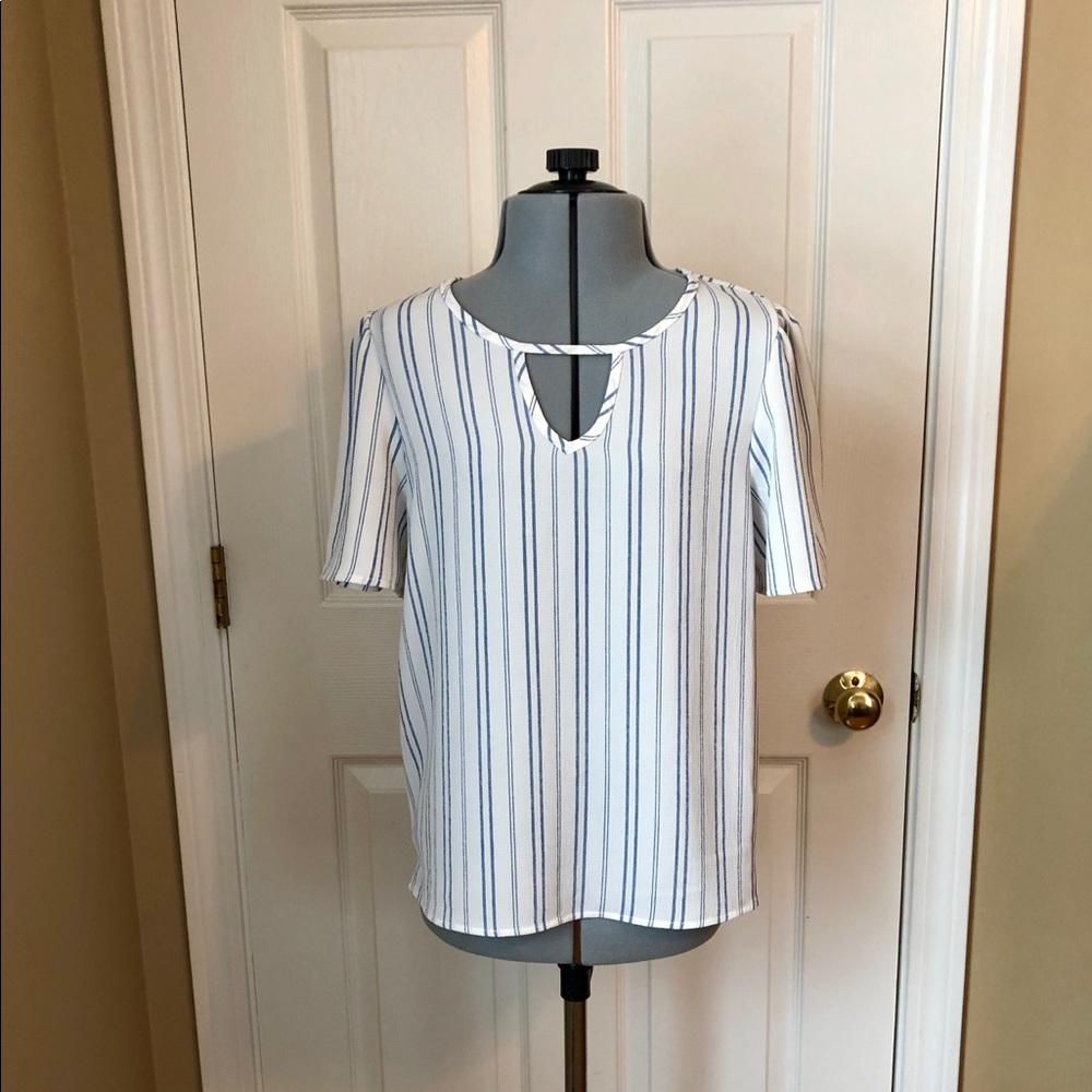 Blue & White Striped Blouse, Size Small